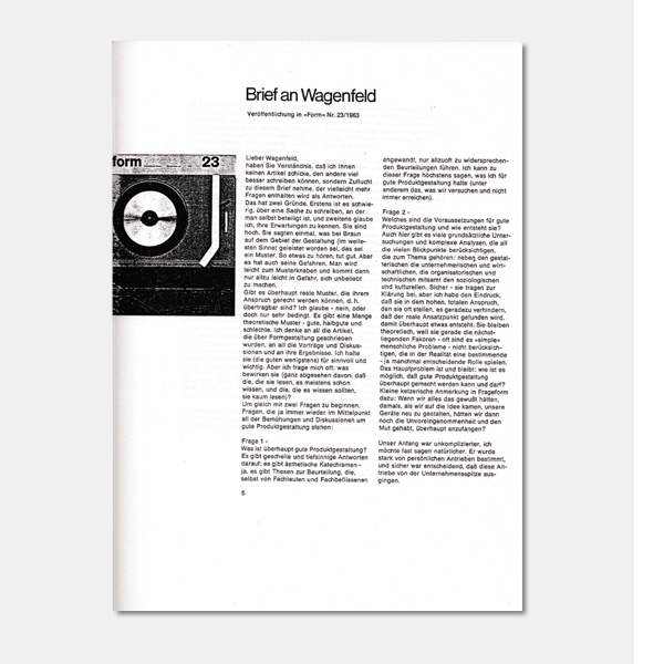 Fritz Eichler: Brief an Wagenfeld