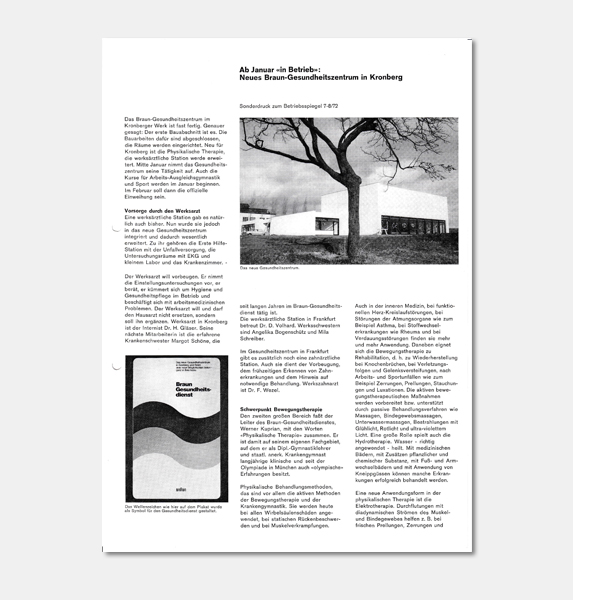 Braun AG: Ab Januar "in Betrieb": Neues Braun-Gesundheitszentrum in Kronberg