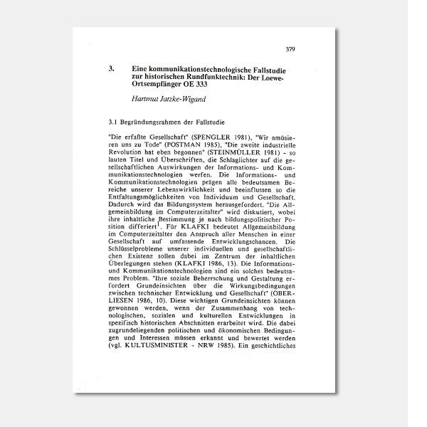 Hartmut Jatzke-Wigand: Der Loewe Ortsempfänger OE 333